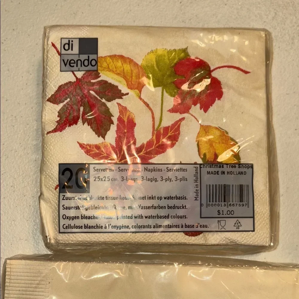 Vintage Fall Leaves and Turkey Napkins